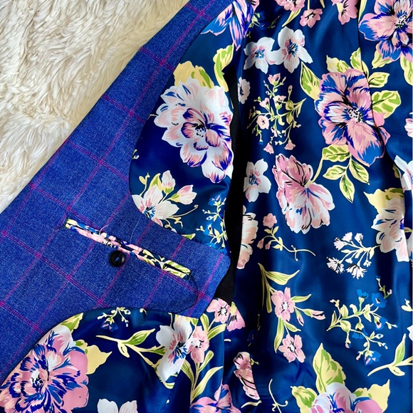 Soul Of London Sports Coat Blazer Size 38R Blue Pink Floral Spring EUC - Picture 3 of 15